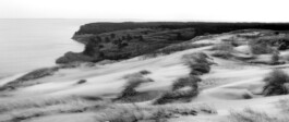 Panoramic view of the Dead Dunes and Curonian Lagoon on the Curonian Spit, photographed by Jurgis Gečys in 2013.