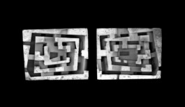 Conceptual section through a concrete boulder from the Lighthouse intervention, presented as a physical plaster model with maze-like interior spaces