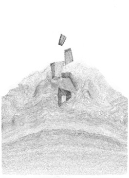 Top-view hand drawing of the Lighthouse intervention on the Curonian Spit by Jurgis Gečys.