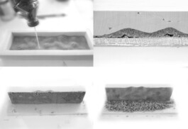 Experimental process of casting plaster over a three-dimensional sand-dune model, using the dune surface as a mold.