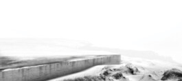 Photographic collage illustrating concrete being cast directly onto the dunes for Sandhouse, by Jurgis Gečys, 2014