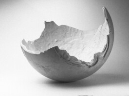 Experimental hemispherical plaster shell model with irregular edges