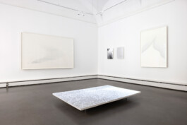 Installation view of The Inceptive Ground, texture volume 01 at Bildraum 01, Vienna, 2022, showing The Memory of the Ground in the center and The Peninsula on the right.