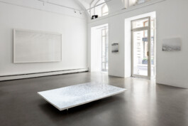 Installation view of The Inceptive Ground, texture volume 01 at Bildraum 01, Vienna, 2022, showing The Alien Landscape, The Memory of the Ground, The Formation of Ground and Salt Shore.