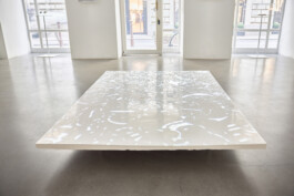 The Memory of the Ground, 2020, by Jurgis Gečys, showing an animated crystalline projection moving across the relief surface.