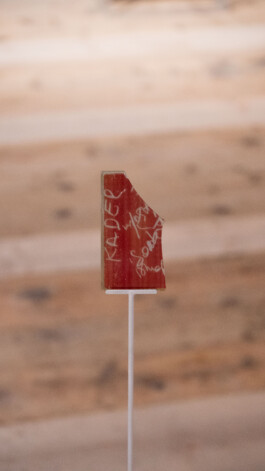 Detail of Unexposed, 2021, by Jurgis Gečys, showing a broken 4 × 5 inch photographic glass negative inscribed with an unrealised memory.